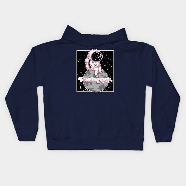 Introvert girl, cute astronaut design Kids Hoodie by TimAddisonArt